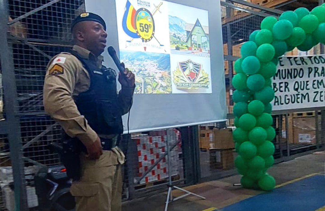 Policiais do 59º BPM realizam palestra de conscientização sobre drogas e violência de gênero para colaboradores da Tivea Geradores em Extrema