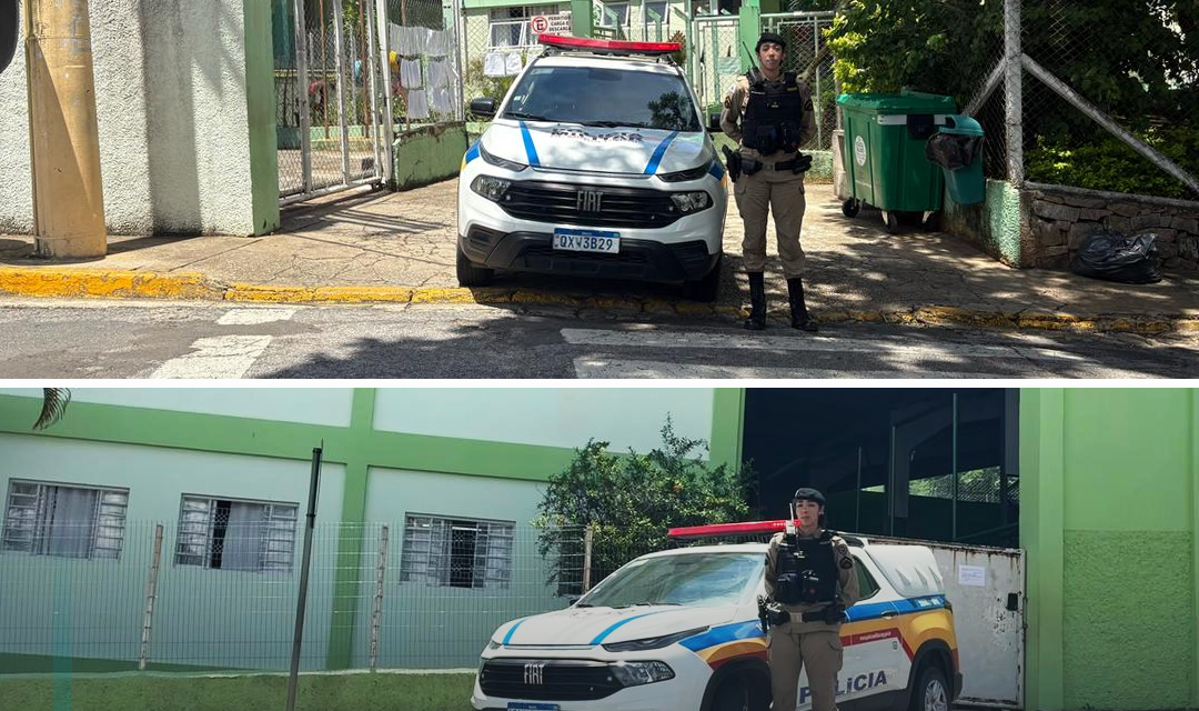 Polícia Militar intensifica ações de patrulhamento para reforçar a segurança nas entradas e saídas dos alunos nas unidades escolares de Extrema